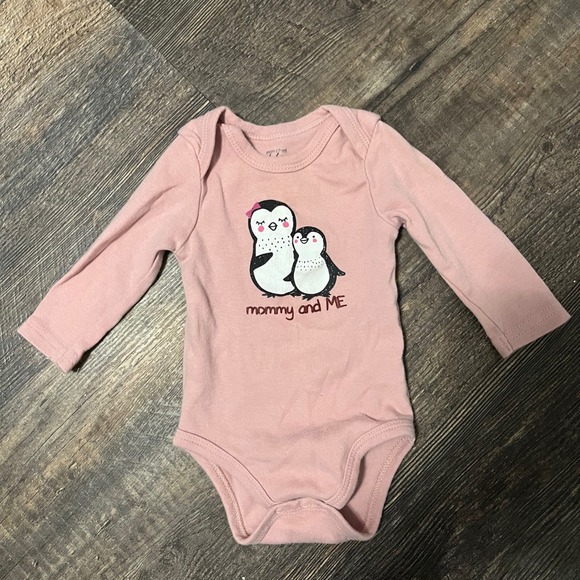 Mon Cheri Other - Mon Cheri Baby Penguin Bodysuit Mommy and Me Long Sleeve Pink 3-6M